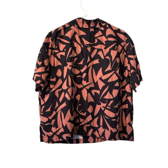 A New Day Linen Blend‎ Blouse Top Size XL Floral Short Sleeve Button *Like New* - Picture 2 of 9